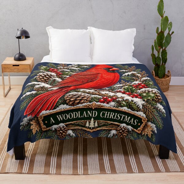 Item preview, Northern Cardinal Christmas Vintage Holly Winter Bird designed and sold by CalmCapy Co.