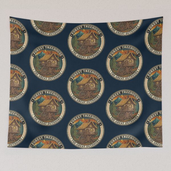 Item preview, Forest Treehouse - The Great Outdoors Vintage Badge designed and sold by Chroma Dreams .