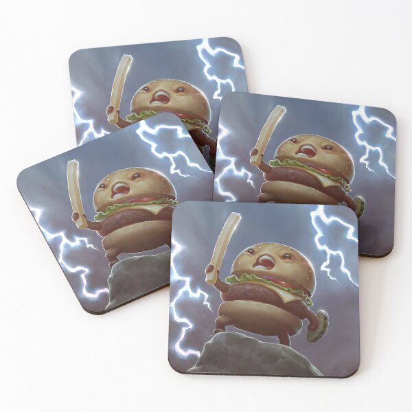 Item preview, Mighty Burger Warrior - Epic French Fry Sword Lightning Art designed and sold by NikoVerse Studio.