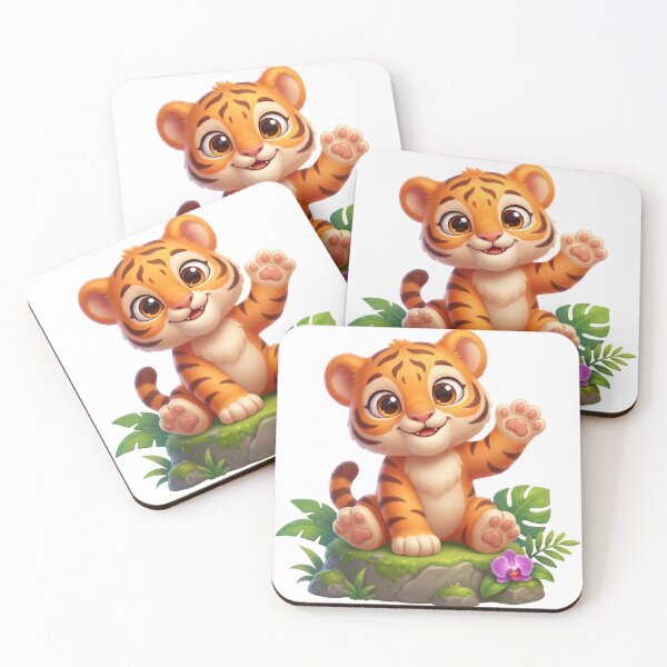 Item preview, Cute Baby Tiger Cub Waving designed and sold by Thanat Studio.
