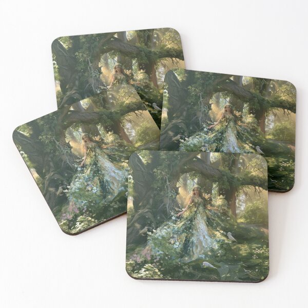 Item preview, A beautiful Dryad emerging gracefully from the trunk of an ancient oak tree within an enchanted forest bursting with life, Fantasy & Mythological Creatures designed and sold by CDC40.
