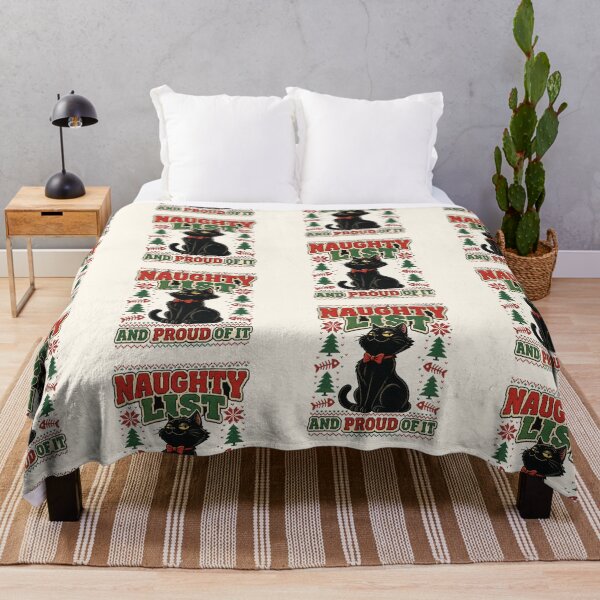 Item preview, Naughty List Black Cat Funny Ugly Christmas Sweater designed and sold by TTMittens.