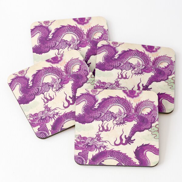 Item preview, Purple Chinese Dragons Chinoiserie Watercolor designed and sold by Fani*.
