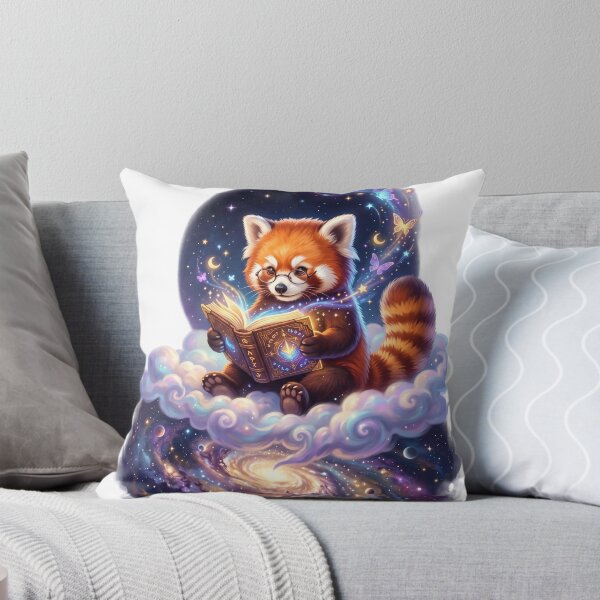 Item preview, Red raccoon reading glowing book designed and sold by kidoramagic.