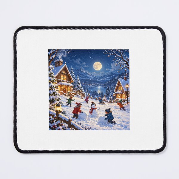 Item preview, Cozy Christmas Village Under a Full Moon designed and sold by DigiDreamyArt.