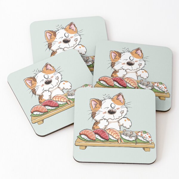 Item preview, Funny Sushi Cat – Cute Kitty and Mouse Sushi Cartoon designed and sold by modartis.