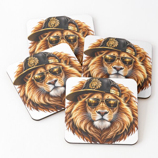 Item preview, King Lion Streetwear Gold Sunglasses Urban Mascot Art designed and sold by Andramedia.