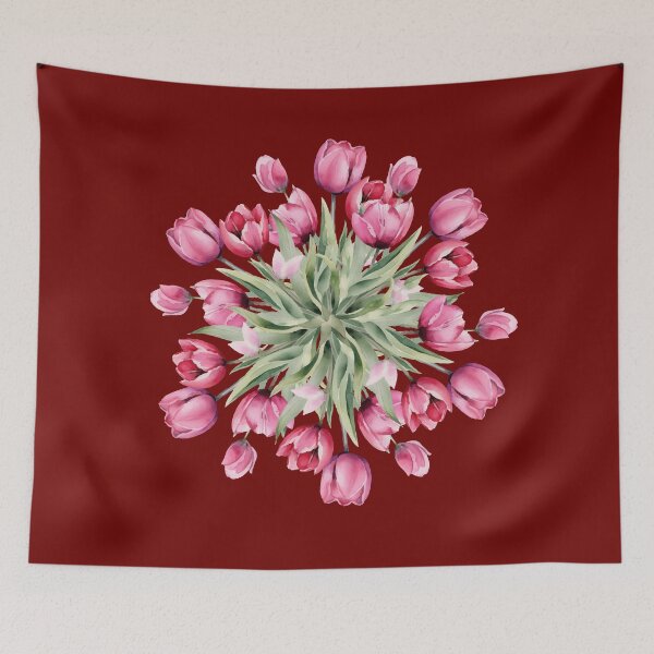 Item preview, Pink Tulip Bouquet Red Wine Seamless Pattern Art designed and sold by ​Jyoti Digital Artist.