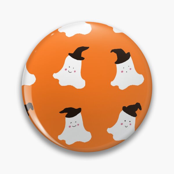 Item preview, Cute Shy Spooky Halloween Ghosts in Wizard Hat (Orange Background) designed and sold by Designs by Sara Felton.