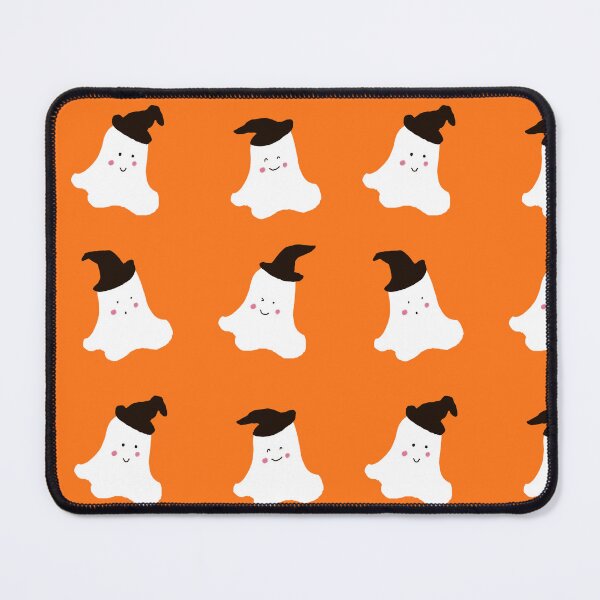 Item preview, Cute Shy Spooky Halloween Ghosts in Wizard Hat (Orange Background) designed and sold by Designs by Sara Felton.