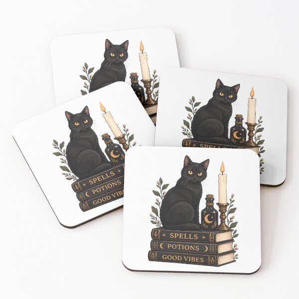 Item preview, Black Cat Spells and Potions – Gothic Witchy Books Art designed and sold by kstheladesigns.