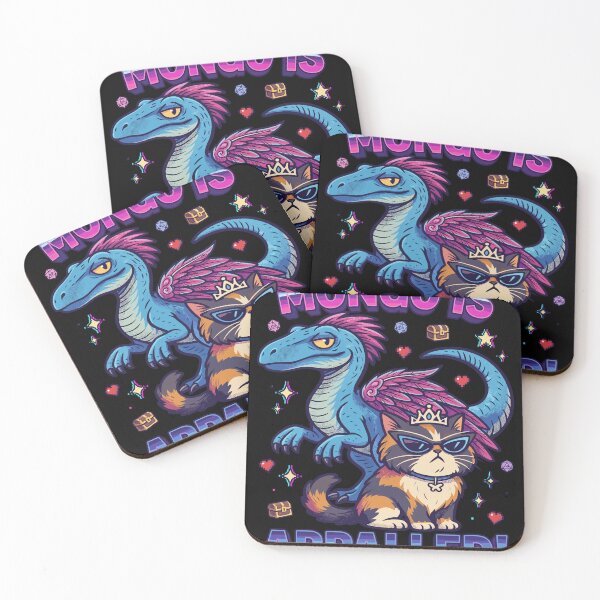 Item preview, Mongo Is Appalled - Colorful Fantasy Dinosaur and Cat designed and sold by mareix.