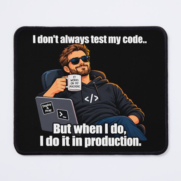 Item preview, I Don't Always Test My Code I Do It In Production Funny Programmer designed and sold by CrazySzoopWorld.
