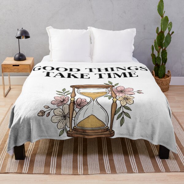Item preview, Good Things Take Time Floral Hourglass Quote designed and sold by AIG - Andrei Ilie Graphics.