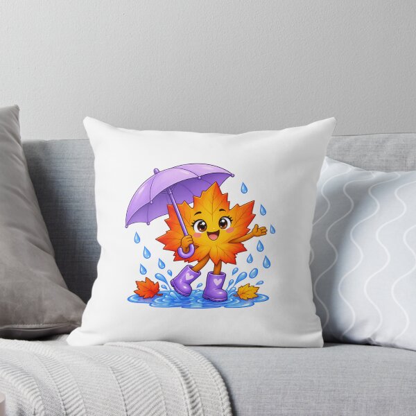Item preview, Cute Autumn Leaf with Purple Umbrella – Kawaii Rainy Day Sticker designed and sold by custombyelsa.