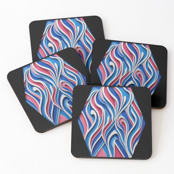 Item preview, 3D Papercut Hexagon Crest Fluid Fluidity Paper Relief Pattern designed and sold by Breezes-of-Ida.