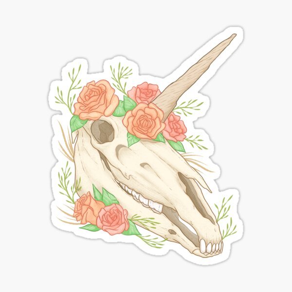 Boho Unicorn Skull Sticker