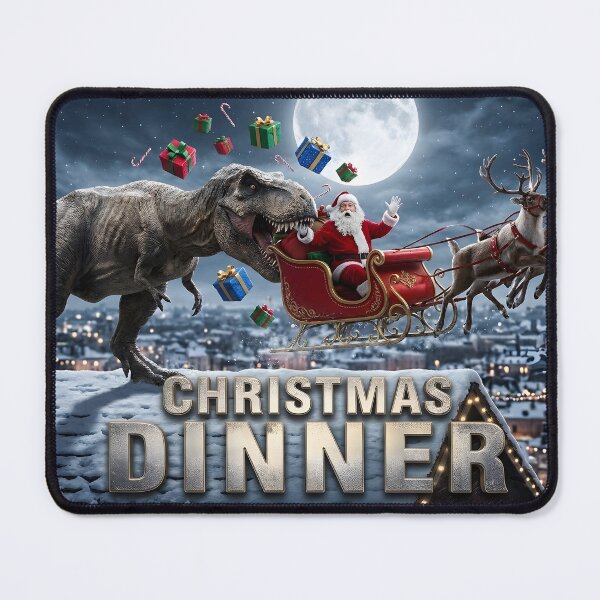 Item preview, Christmas Dinner: T-Rex Eating Santa Sleigh Holiday Design designed and sold by TeeBeeDesigns.