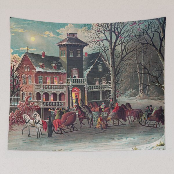 Item preview, Currier and Ives A Surprise Party Winter Sleigh Scene Art Print designed and sold by Artistic Gift Print.