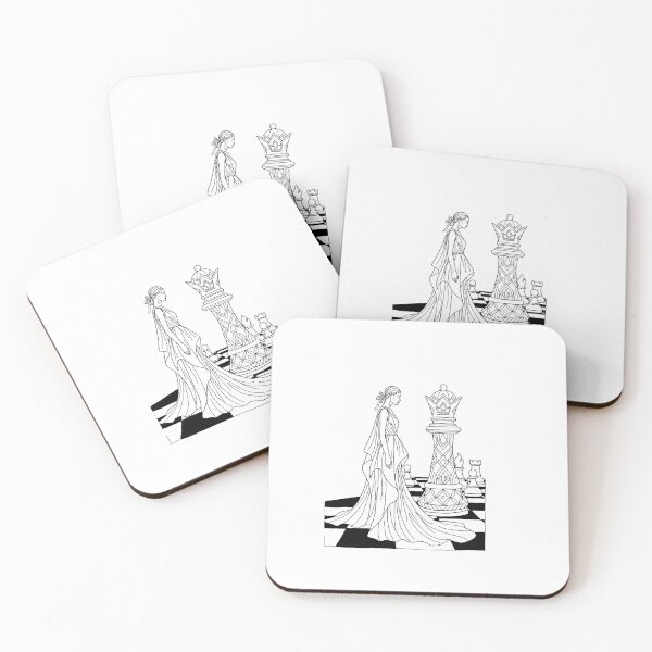 Item preview, Majestic Chess Queen and Woman in Gown, Aesthetic Dark Academia Board Game Line Art Coloring Page designed and sold by polisi26.