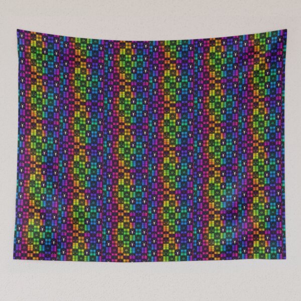 Item preview, Colorful Gothic Halloween Checkered Plaid– Psychedelic witchcraft Animal Skull and Rose horror print designed and sold by Liliths-Closet.