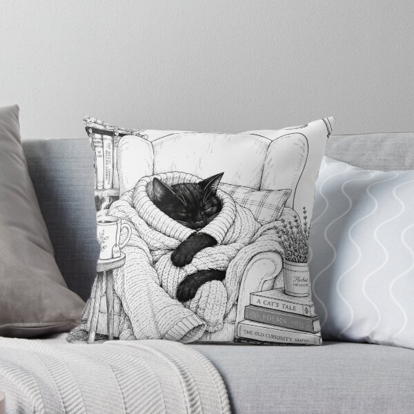 Item preview, Cozy Black Cat Reading – Books, Tea and Cozy Home Design designed and sold by MagMade.