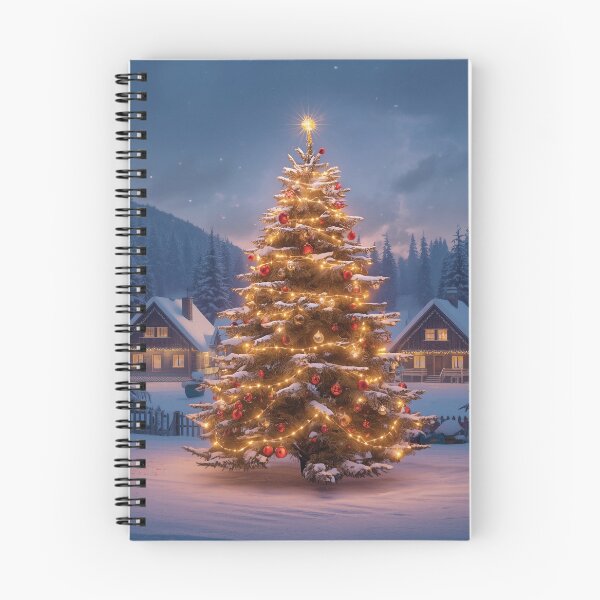 Item preview, Christmas magic in the winter forest | Festive tree among snow-covered huts designed and sold by PicParadiz.