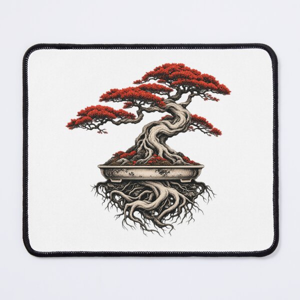 Item preview, Bonsai Tree Exposed Roots Charcoal and Vermilion Art designed and sold by TeNovaStudio.