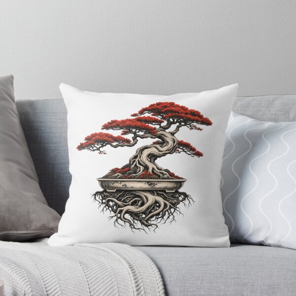 Item preview, Bonsai Tree Exposed Roots Charcoal and Vermilion Art designed and sold by TeNovaStudio.