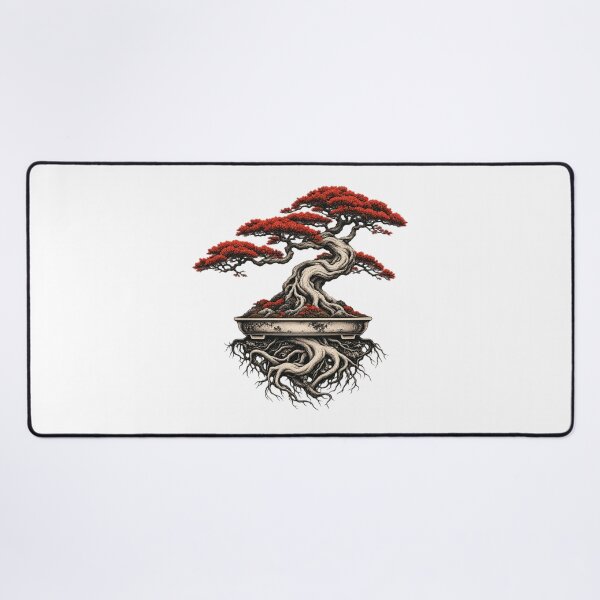 Item preview, Bonsai Tree Exposed Roots Charcoal and Vermilion Art designed and sold by TeNovaStudio.