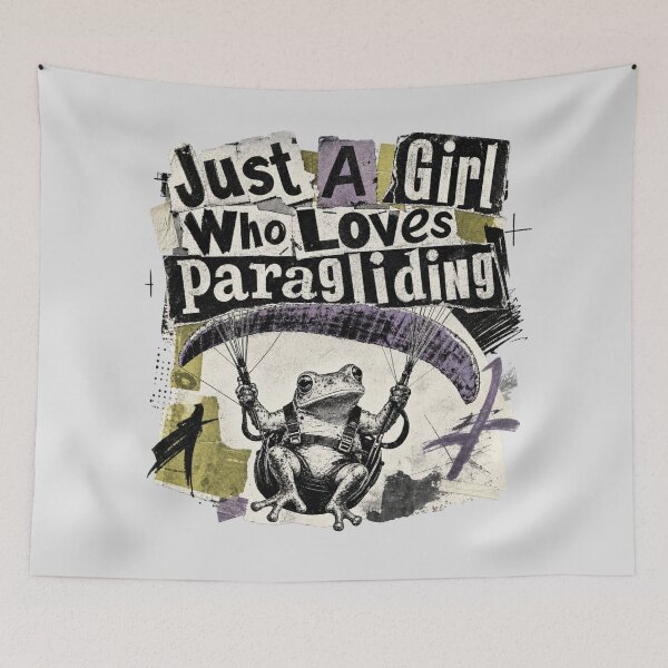 Item preview, Just A Girl Who Loves Paragliding Vintage Zine Art | Newspaper Collage Paraglider Toad Gift designed and sold by illeN-Art-World.