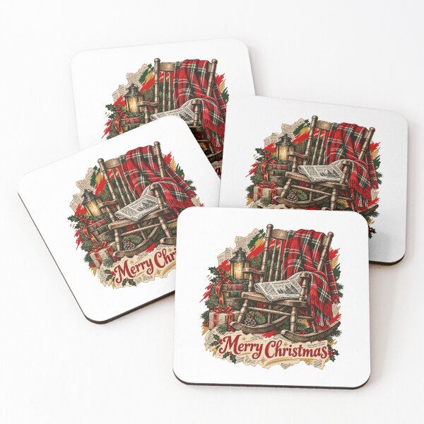 Item preview, Empty rocking chair under festive blankets and antique headlines designed and sold by TaruHonu.