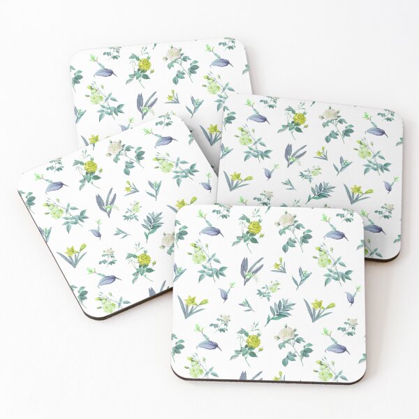 Item preview, Vintage Botanical Teal Leaves and Yellow Roses designed and sold by Mellowtint Studio.
