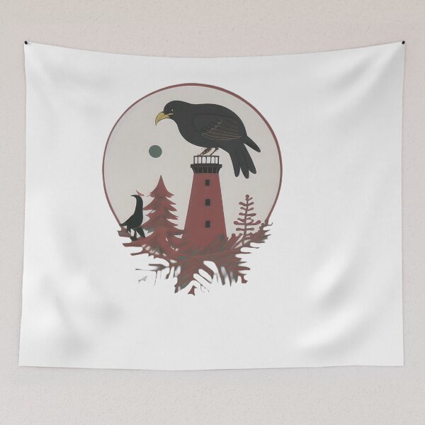 Item preview, Black Bird Lighthouse Christmas Emblem designed and sold by For-Cat Studio.