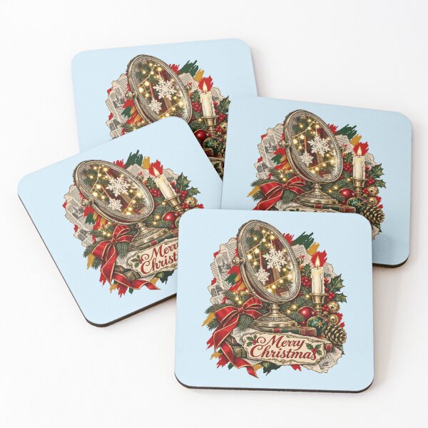 Item preview, Oval mirror reflecting lights on torn Christmas paper designed and sold by TaruHonu.
