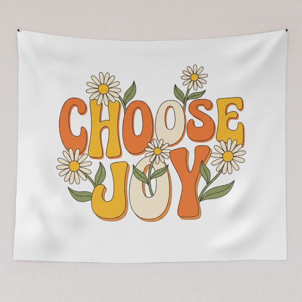 Item preview, Choose Joy Retro Groovy Daisy Flowers Typography designed and sold by AIG - Andrei Ilie Graphics.