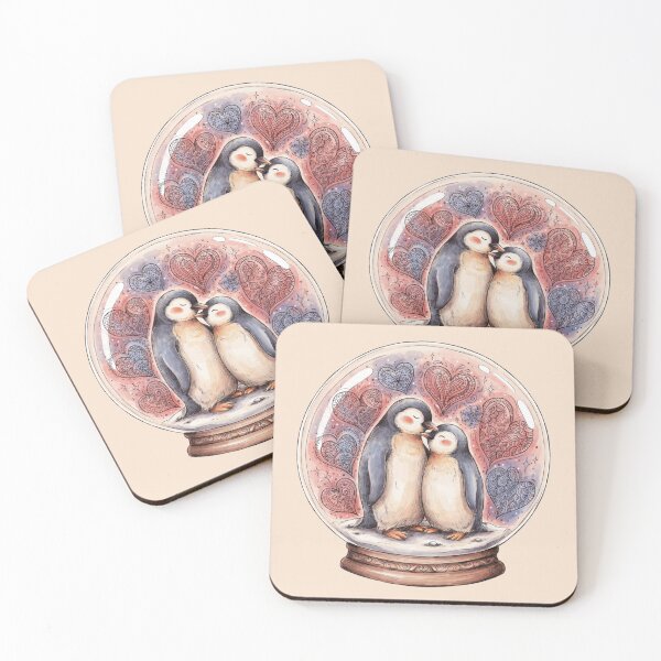 Item preview, Colored Penguin couple inside a snow globe designed and sold by 123ks.