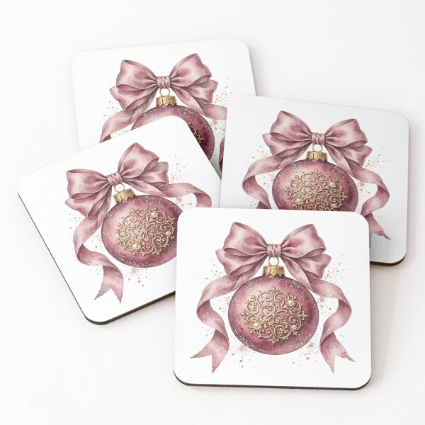 Item preview, Pink Christmas Ball Ornament with Dusty Rose Bow  designed and sold by Deepsleepstudio.