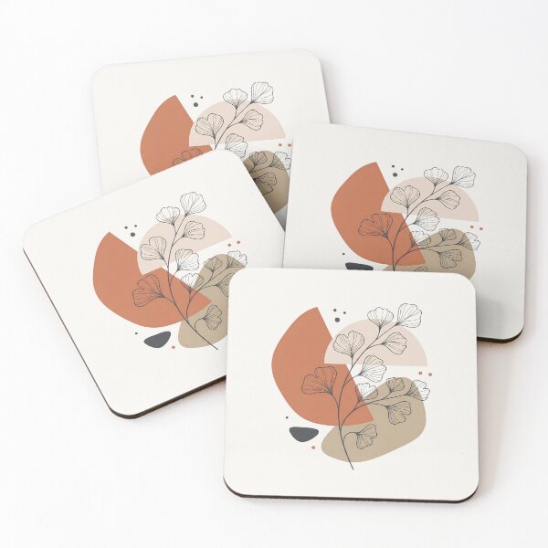 Item preview, Japandi Ginkgo Line Art Earthy Terracotta Print designed and sold by Living-Present.