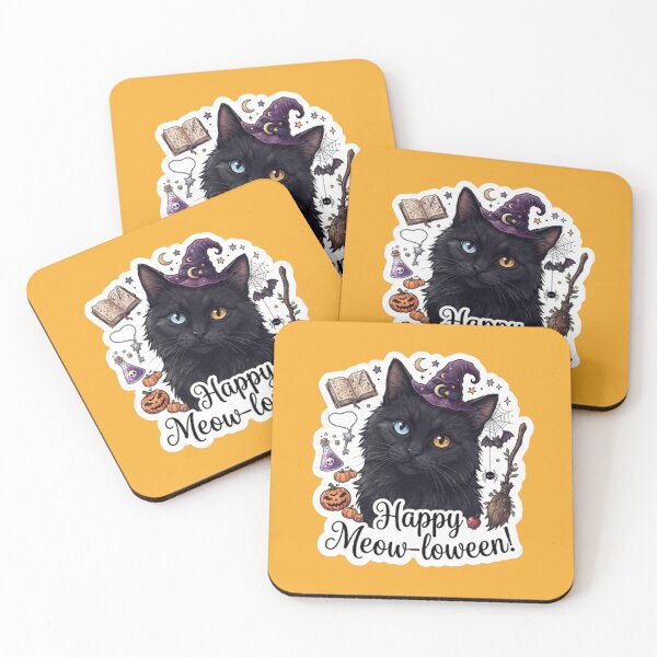 Item preview, Happy Meow-loween Cute Black Cat Witch Halloween designed and sold by PetalsPaws.
