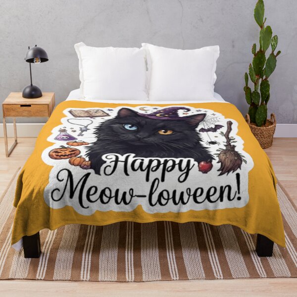 Item preview, Happy Meow-loween Cute Black Cat Witch Halloween designed and sold by PetalsPaws.