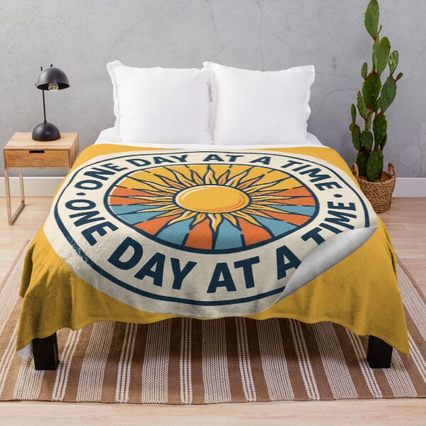Item preview, One Day At A Time Retro Sun Badge designed and sold by AIG - Andrei Ilie Graphics.