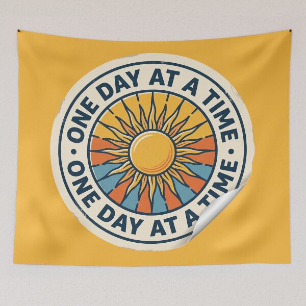 Item preview, One Day At A Time Retro Sun Badge designed and sold by AIG - Andrei Ilie Graphics.