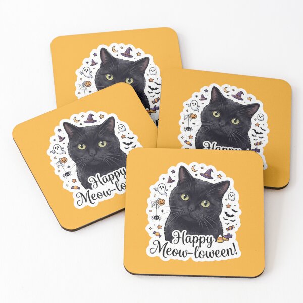 Item preview, Happy Meow-loween Cute Black Cat Witch Halloween 2 designed and sold by PetalsPaws.