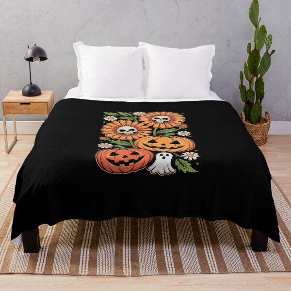 Item preview, Spooky Floral Skull Sunflowers Halloween Pumpkin Ghost Art designed and sold by jkrphoto.
