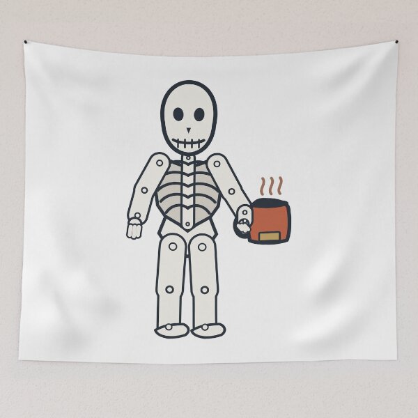 Item preview, Skeleton Drinking Coffee Late At Night designed and sold by okalharbi.