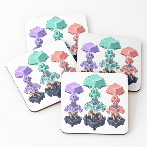 Item preview, Mechanical Keyboard Switch Exploded View Pastel Art designed and sold by TeNovaStudio.