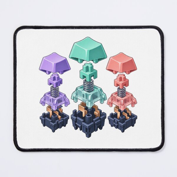 Item preview, Mechanical Keyboard Switch Exploded View Pastel Art designed and sold by TeNovaStudio.