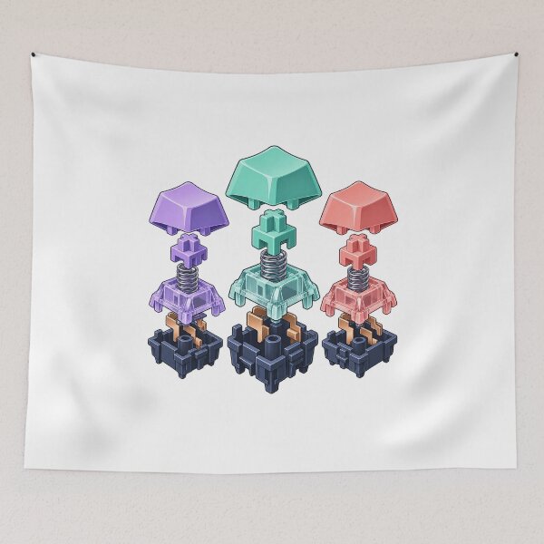 Item preview, Mechanical Keyboard Switch Exploded View Pastel Art designed and sold by TeNovaStudio.