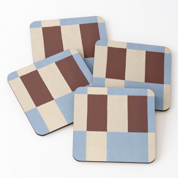 Item preview, Stripe and box block print - light blue maroon and beige designed and sold by moteemade.